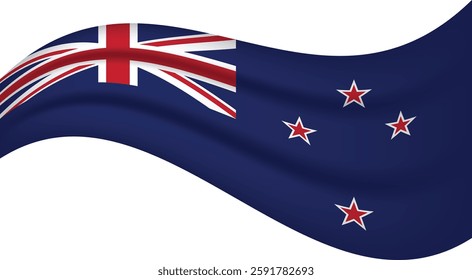 New Zealand wavy flag, waving flag vector illustration