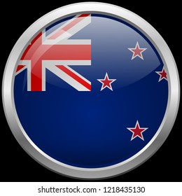 New Zealand's flag glass button vector illustration