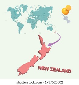 New Zealand's place in the world. 3D map