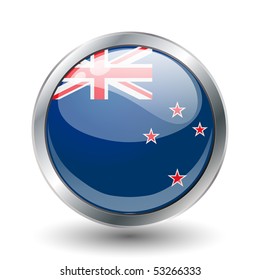 New Zeeland shiny button flag vector illustration