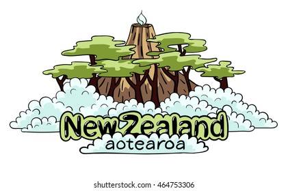 New Zeland. Aotearoa. Volcano. The rain forest in the clouds.