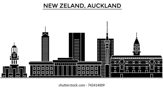 New Zeland, Auckland architecture vector city skyline, travel cityscape with landmarks, buildings, isolated sights on background