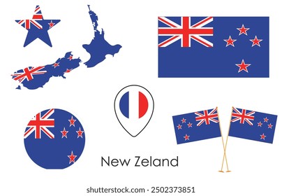 New Zeland Flag map  Eps vector file