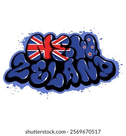 New zeland in graffiti art style