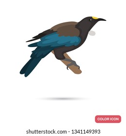 New Zeland tui bird color flat icon for web and mobile design