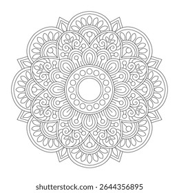 New zentangle flower mandala for coloring book page, vector illustration, Islam, Arabic, Indian, moroccan,spain, turkish, pakistan, chinese, mystic, ottoman motifs. Coloring book page