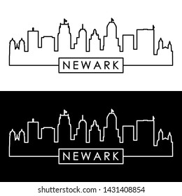 Newark city skyline. Linear style. Editable vector file.