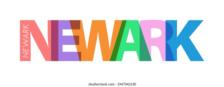 NEWARK. The name of the city on a white background. Vector design template for poster, postcard, banner. Vector illustration.