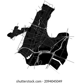 Newark, New Jersey, United States, high resolution vector map with city boundaries, and editable paths. The city map was drawn with white areas and lines for main roads, side roads and watercourses.