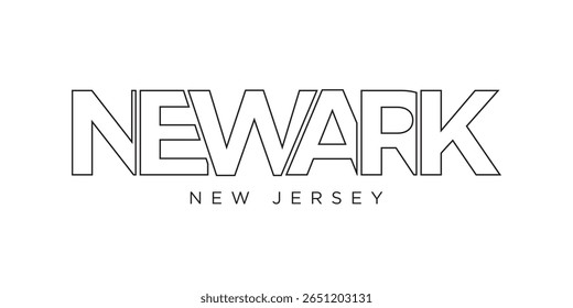 Newark, New Jersey, USA typography slogan design. America logo with graphic city lettering for print and web.