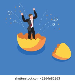 Newbie or beginner just start new business 3d isometric vector illustration concept for banner, website, landing page, ads, flyer template