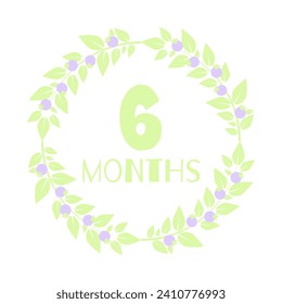 Newborn age milestone patch month. Vector illustration.