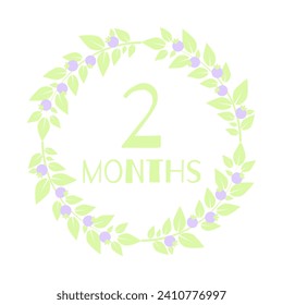 Newborn age milestone patch month. Vector illustration.
