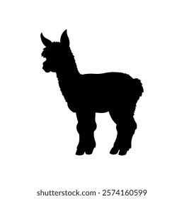 Newborn alpaca baby silhouette icon vector flat illustration design.