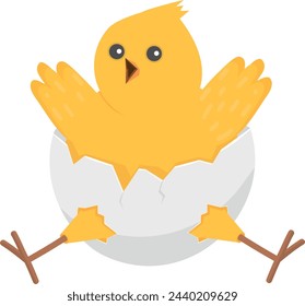 Newborn baby bird. Cute little chick character