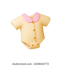 Newborn baby bodysuit 3g icon. Isolated clothes for toddler, cute outfit. Shower gender party element. Realistic rendering design, vector illustration