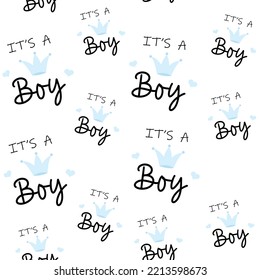 Newborn baby boy pattern for print. Baby shower and gender reveal party.