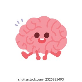 Newborn baby brain, brain anthropomorphism concept character illustration.