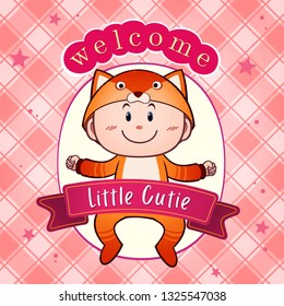 Newborn baby celebration. Cute postcard banner poster design template. Vector illustration.