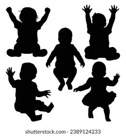 Newborn Baby or Children Silhouettes Vector Silhouettes