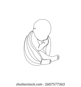 Newborn Baby Continuous Line Art Drawing. Little Baby Sleeping Abstract Line Drawing Minimalist Illustration. Vector illustration.