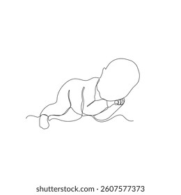 Newborn Baby Continuous Line Art Drawing. Little Baby Sleeping Abstract Line Drawing Minimalist Illustration. Vector illustration.