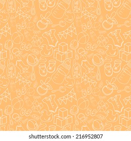 Newborn baby doodle pattern. Seamless vector texture