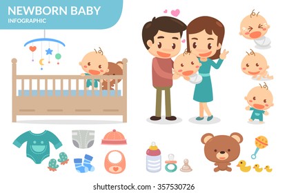 Newborn baby. Flat design. Vector.