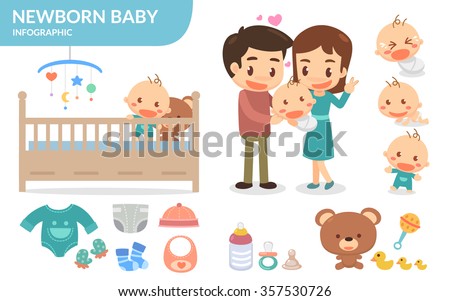 Newborn baby. Flat design. Vector.