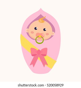Newborn baby flat icon.