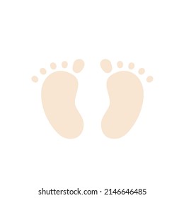 Newborn baby footprint. Toddler feet, baby shower, happy childhood moment boho isolated illustration