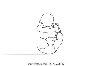 newborn baby healthy resting happy life line art design