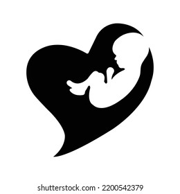 Newborn Baby Heart Love Icon Black Stock Vector (Royalty Free ...