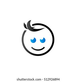 Newborn baby icon in duo tone color. Toddler smile happy adorable
