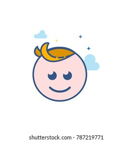 Newborn baby icon in outlined flat color style. Vector illustration.