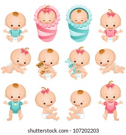 Newborn Baby Icon Set