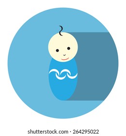 Newborn Baby Icon. Trendy icon with flat style & long shadow. Concept for Childcare, Creche, Babycare room, Family Maternity Care Center. Flat design style modern vector illustration.