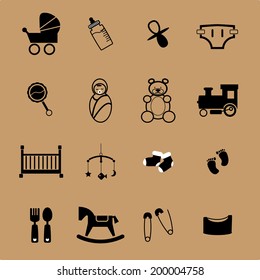Newborn and baby icons set