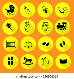 Newborn and baby icons set