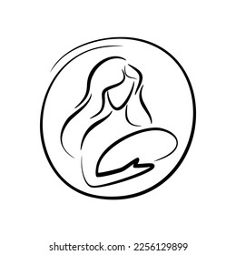 Newborn baby. Infant and mother. Mom icon. International mother's day icon. Birthday.