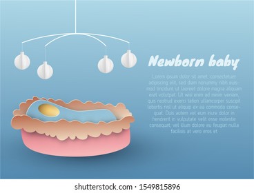 A newborn baby lying on a child's bed Vector.