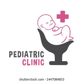 Newborn Baby On Chair Pediatric Clinic Logo Banner