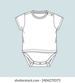 newborn baby onesie bodysuit flat sketch illustration