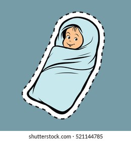 Newborn baby pop art label sticker