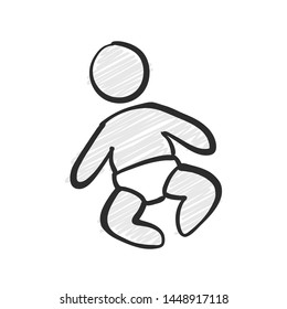 Newborn baby sign. Hand-drawn logo symbol for t-shirt prints and online marketing.