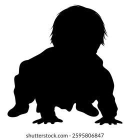 Newborn Baby Silhouette Vector Illustration