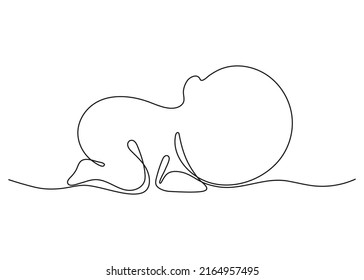 Newborn baby sleep, one art line continuous drawing. Silhouette cute sleeping child in minimalism single outline draw. Little kid is lies on stomach. Vector illustration