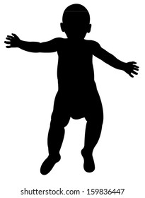 a newborn baby sleeping (flat on his back) silhouette, vector 