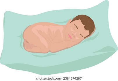 newborn baby sleeping on a mint pillow