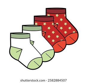 Newborn baby socks vector template technical design by adobe illustrator.